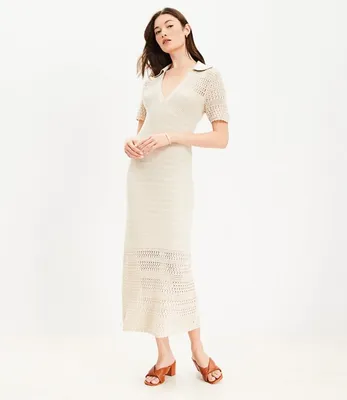 Petite LOFT Beach Crochet Short Sleeve Maxi Dress