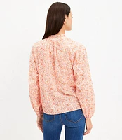 Petite Jungle Ruffle Neck Poet Blouse