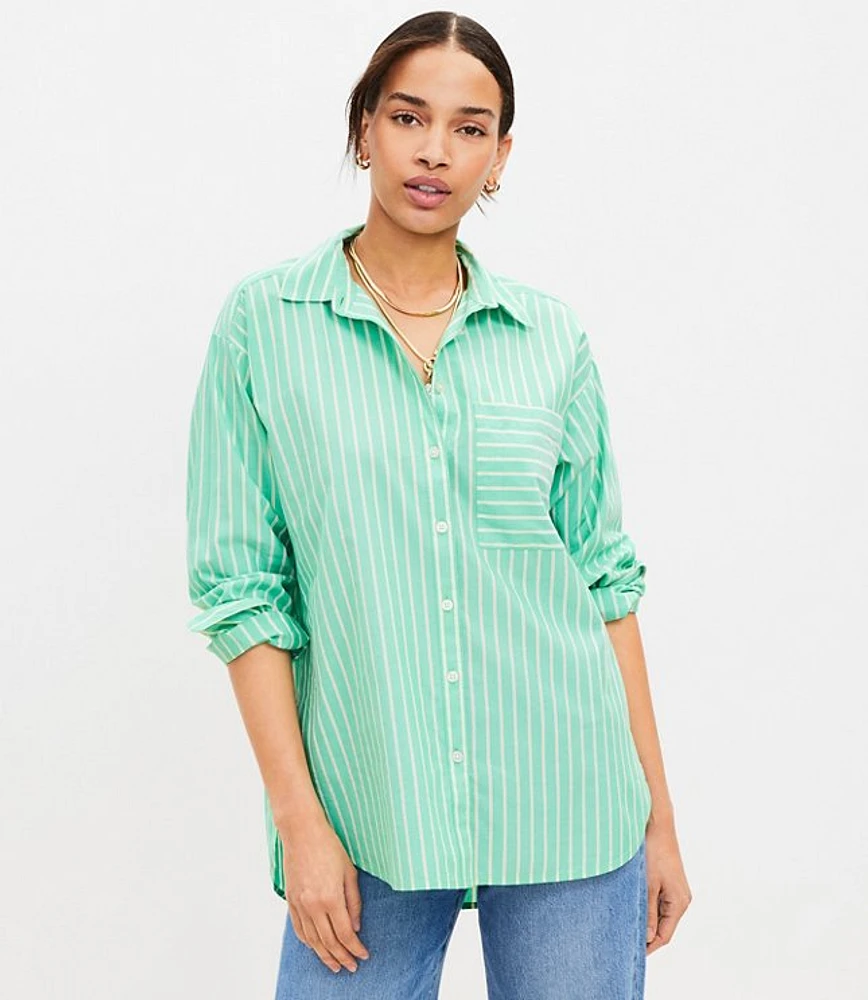 Petite Striped Oversized Everyday Shirt