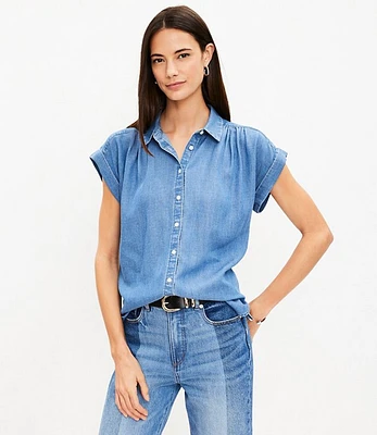 Petite Chambray Dolman Everyday Shirt