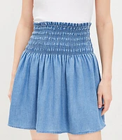 Petite Chambray Smocked Skirt