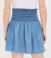 Petite Chambray Smocked Skirt