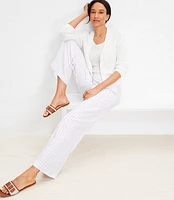 Tall Pull On Wide Leg Pants Shimmer Stripe Linen Blend