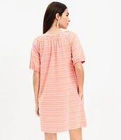 Petite Striped Jacquard V-Neck Pocket Swing Dress