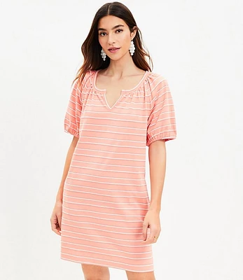 Petite Striped Jacquard V-Neck Pocket Swing Dress