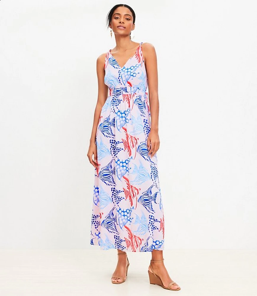 Fish Double Side Tie Maxi Dress