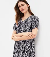 Knotted Puff Sleeve V-Neck Dress