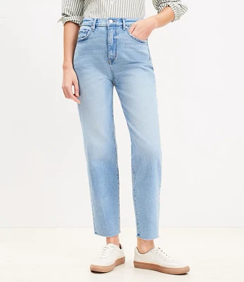 Petite Curvy High Rise Straight Jeans Classic Mid Wash