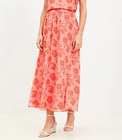 Textured Floral Pull On Maxi Skirt