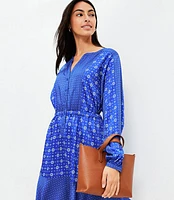 Mixed Geo Flounce Mini Shirtdress