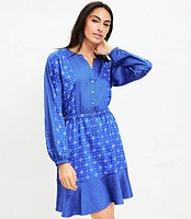 Mixed Geo Flounce Mini Shirtdress