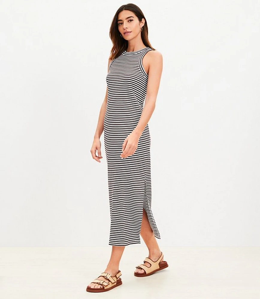 Petite Striped Perfect Ribbed Tank Midi Dress