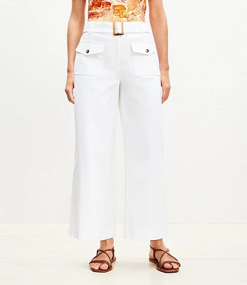 Curvy Horn Buckle Wide Leg Pants Pique