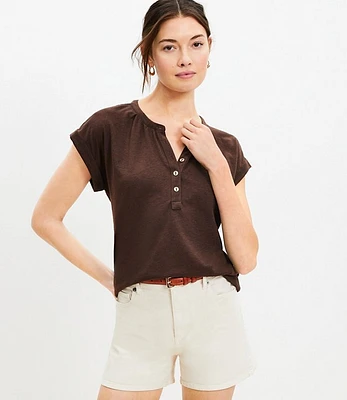 Petite Dolman Henley Top