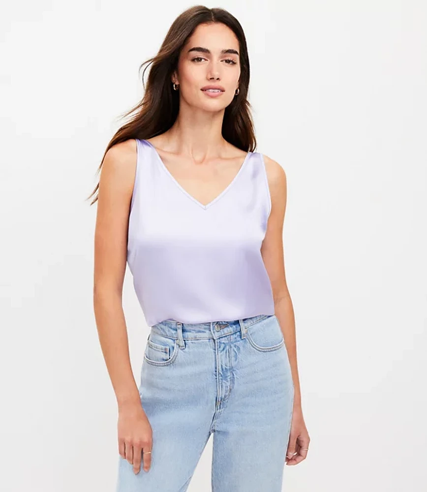 Satin Double V Tank Top