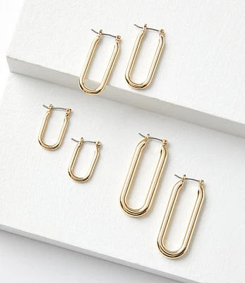 Rectangle Hoop Earring Set