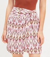 Petite Ikat Linen Blend Twist Sarong Mini Skirt