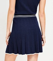 Pointelle Pleated Mini Sweater Skirt