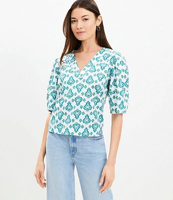 Floral Medallion Bell Sleeve Blouse