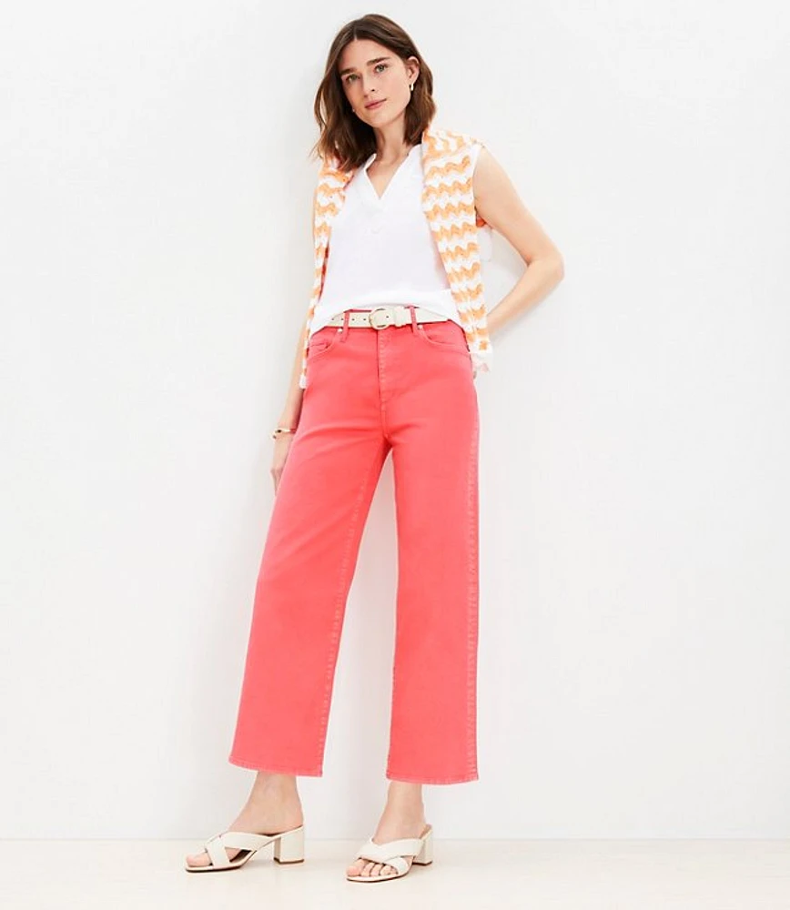 High Rise Wide Leg Crop Jeans Fresh Guava