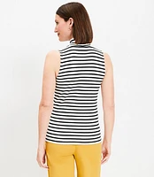 Petite Stripe Mock Neck Perfect Ribbed Tank Top