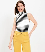 Petite Stripe Mock Neck Perfect Ribbed Tank Top