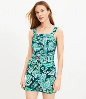 Paisley Linen Blend Belted Romper