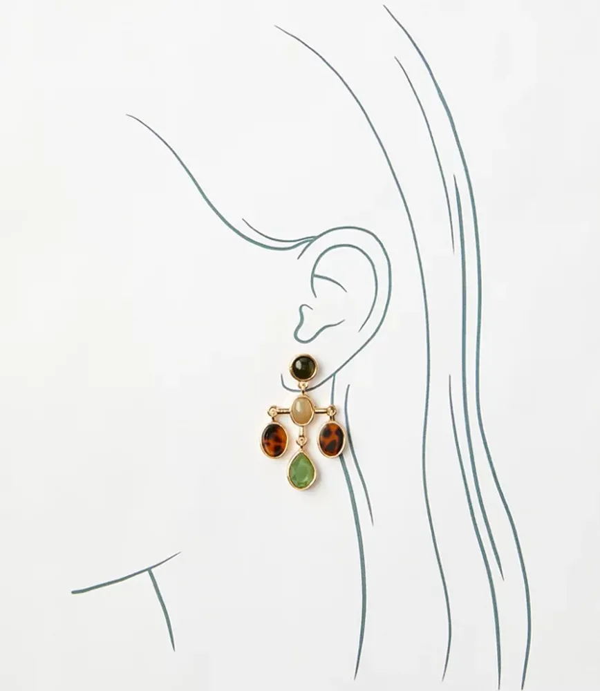 Tortoiseshell Print Chandelier Earrings