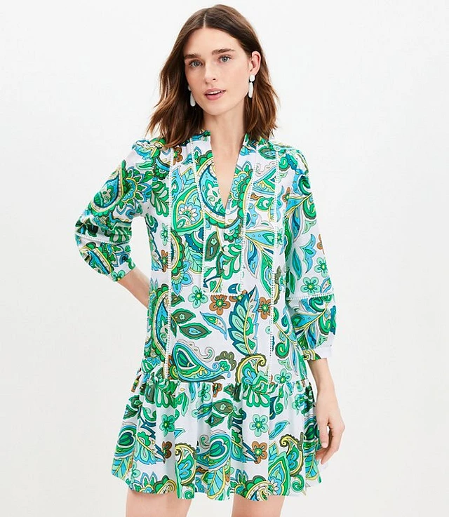 Loft Paisley Split Neck Swing Dress at Hamilton Place in Chattanooga, TN