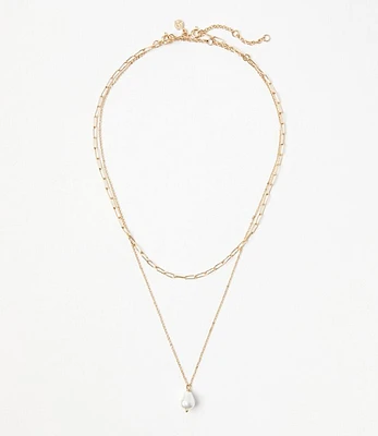 Pearlized Chain Layered Necklace