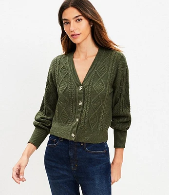 Flecked Cable V-Neck Cardigan