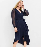 Shimmer Ruffle Wrap Dress