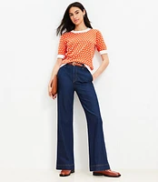 High Rise Wide Leg Jeans Dark Rinse Wash