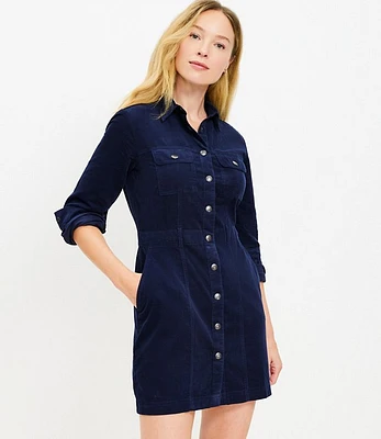 Corduroy Mini Pocket Shirtdress