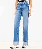 Petite Curvy Slouchy Boyfriend Jeans Classic Mid Wash