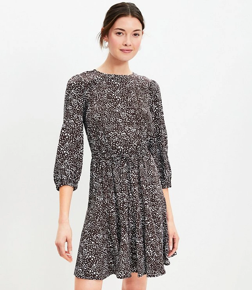 Petite Dotted Godet Mini Flare Dress