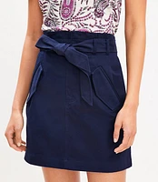 Petite Tie Waist Flap Pocket Skirt