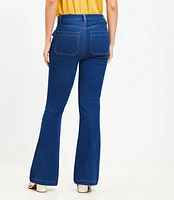 Curvy High Rise Patch Pocket Slim Flare Jeans Dark Wash