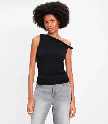 Twist Shirred One Shoulder Top