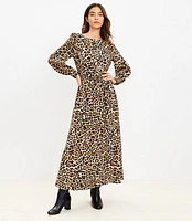 Leopard Print Smocked Waist Maxi Dress