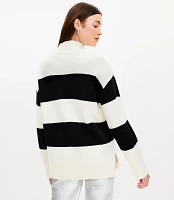 Striped Slouchy Turtleneck Tunic Sweater