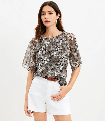 Petite Coral Reef Open Tie Back Blouse