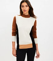 Colorblock Mock Neck Sweater