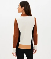 Colorblock Mock Neck Sweater