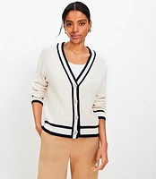 Tipped V-Neck Cardigan