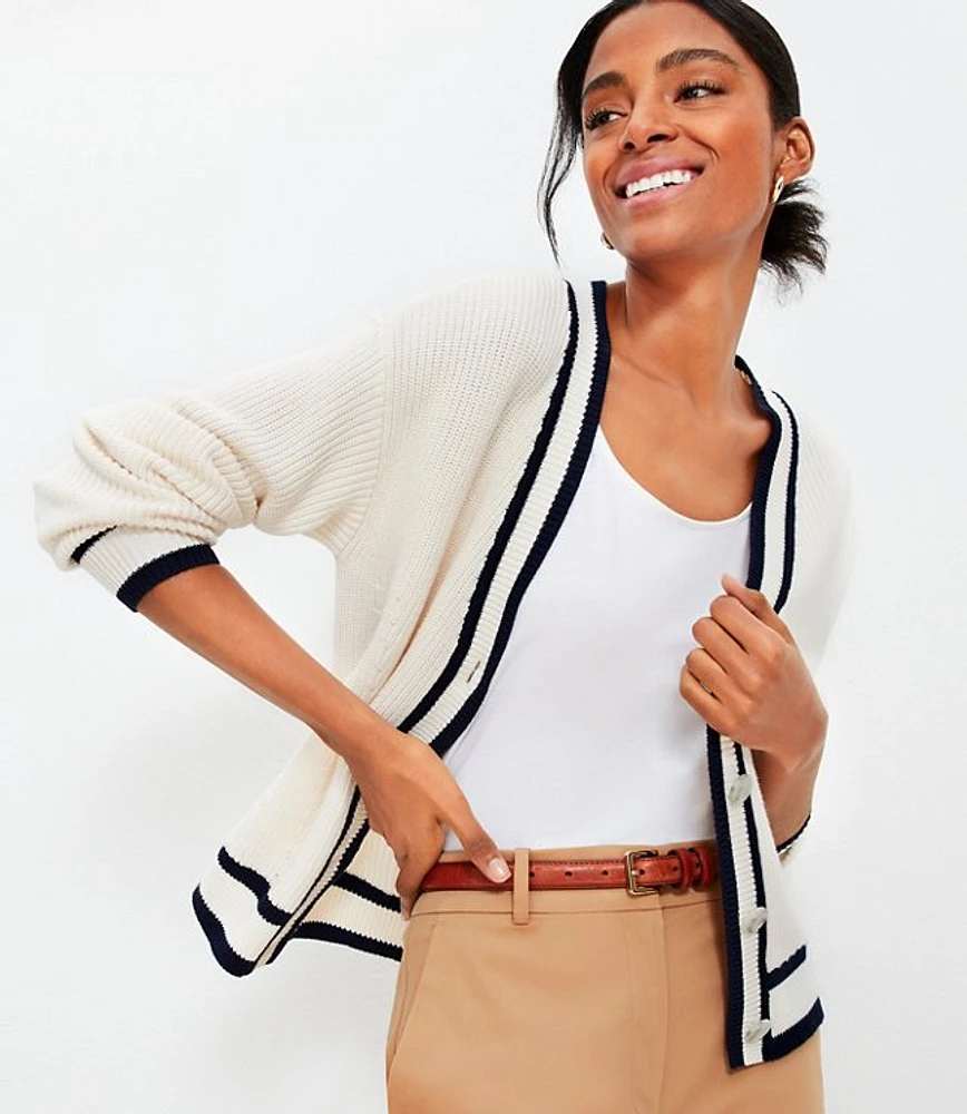 Tipped V-Neck Cardigan