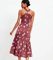 Petite Ikat Buttercup Satin Godet Halter Midi Dress