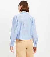 Petite Striped Poplin Modern Utility Shirt