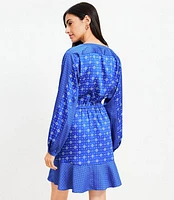 Petite Mixed Geo Flounce Mini Shirtdress