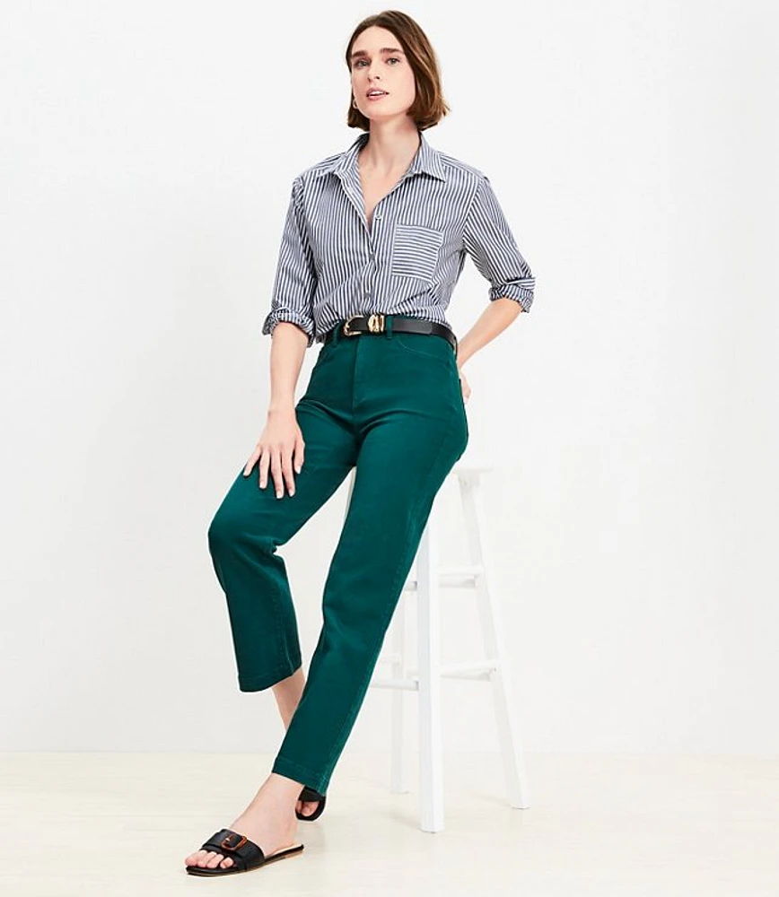 Petite Five Pocket Straight Pants Twill